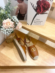 VALENTINO 26S ESPADRILLE SHOES IN BROWN CALFSKIN