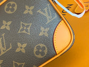TROCADERO BAG 20 IN BROWN MIX ORANGE MONOGRAM ECLIPSE CANVAS
