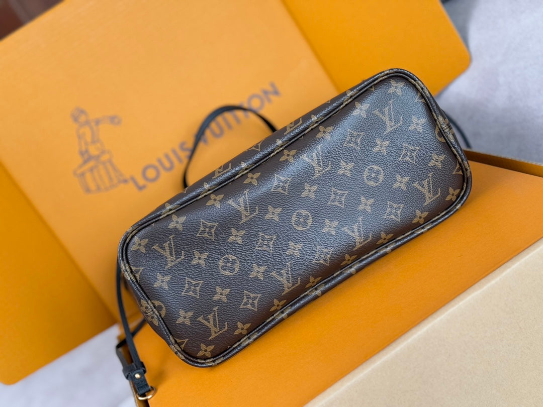 NEVERFULL INSIDE OUT MM BAG 31 IN BROWN MONOGRAM COATED CANVAS AND CALFSKIN