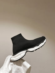 BALENCIAGA 25S SPEED TRAINER SNEAKERS 55 MM IN BLACK KNIT STYLE 1