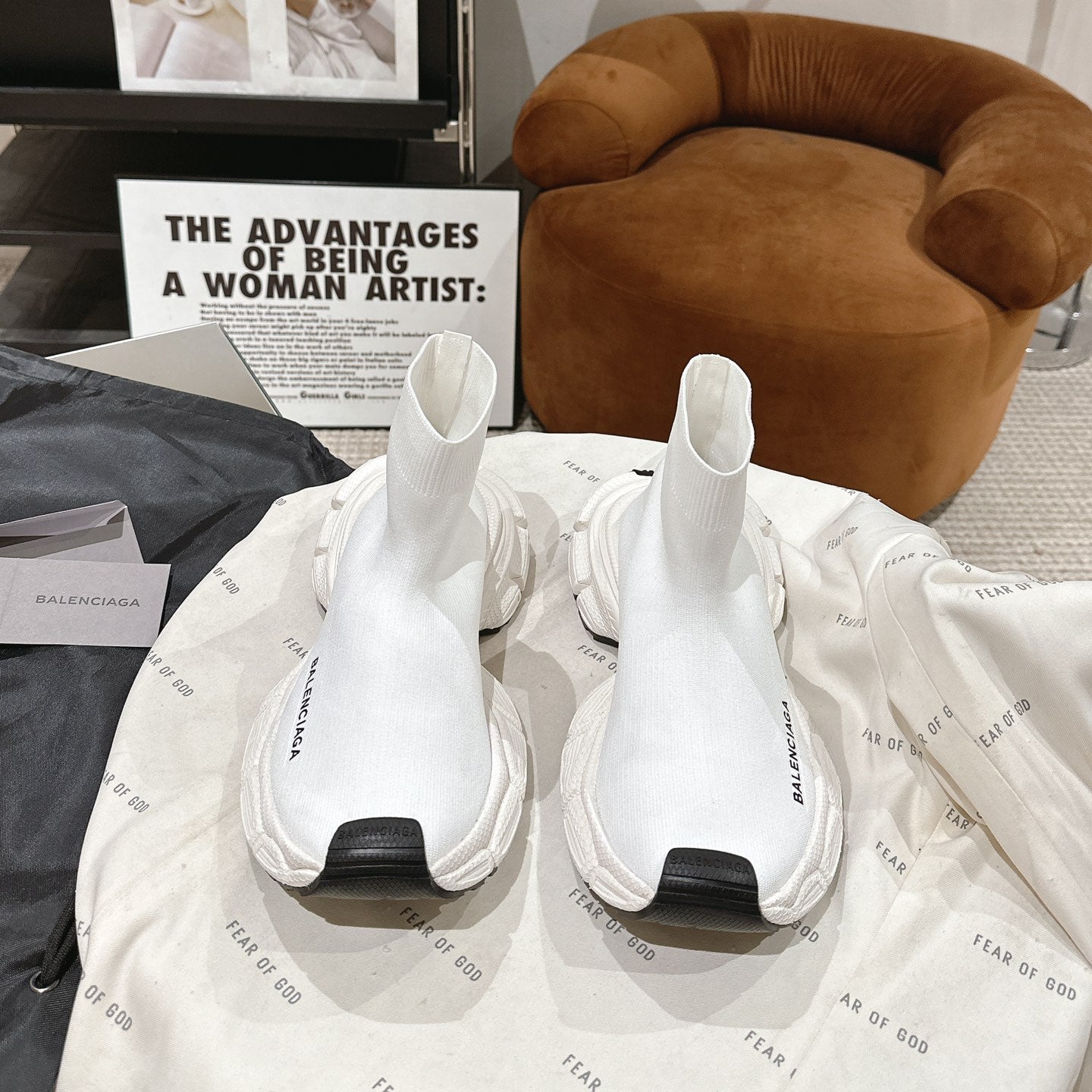 BALENCIAGA 25S SPEED TRAINER SNEAKERS 55 MM IN WHITE KNIT