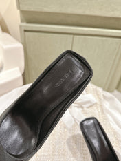 POINTED HIGH MULES IN BLACK MONOGRAM JACQUARD FABRIC