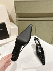 BLAKE SLINGBACK PUMPS 80 IN BLACK CROCODILE-EMBOSSED LEATHER