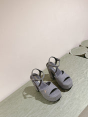 CC HIGH SANDAL GREY SUEDE CALFSKIN