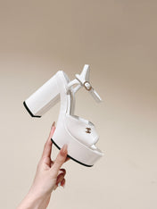 CC HIGH SANDAL WHITE CALFSKIN