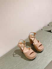 CC HIGH SANDAL BEIGE CREAM CALFSKIN
