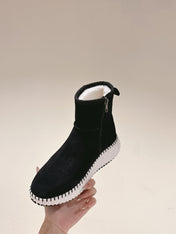 CHLOÉ 26S SHEARLING ANKLE BOOTS IN BLACK SUEDE