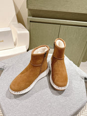 CHLOÉ 26S SHEARLING ANKLE BOOTS IN BROWN SUEDE