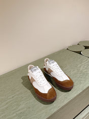 CHLOÉ 26S SNEAKERS IN WHITE MESH AND BROWN SUEDE