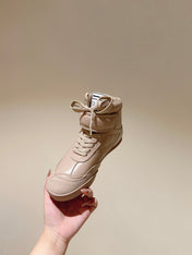 CHLOÉ 26S HIGH-TOP SNEAKERS IN BEIGE CALFSKIN