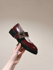 VIV' RANGERS MARY JANES IN BURGUNDY RED CALFSKIN