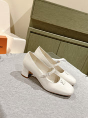 SWING HIGH MARY JANE 55 MM IN WHITE PATENT CALFSKIN