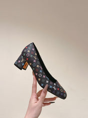 SWING HIGH PUMP 55 MM IN BLACK MONOGRAM CALFSKIN