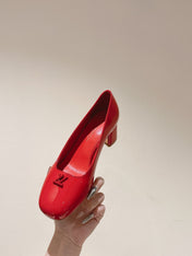 SWING HIGH PUMP 55 MM IN CRIMSON RED PATENT CALFSKIN