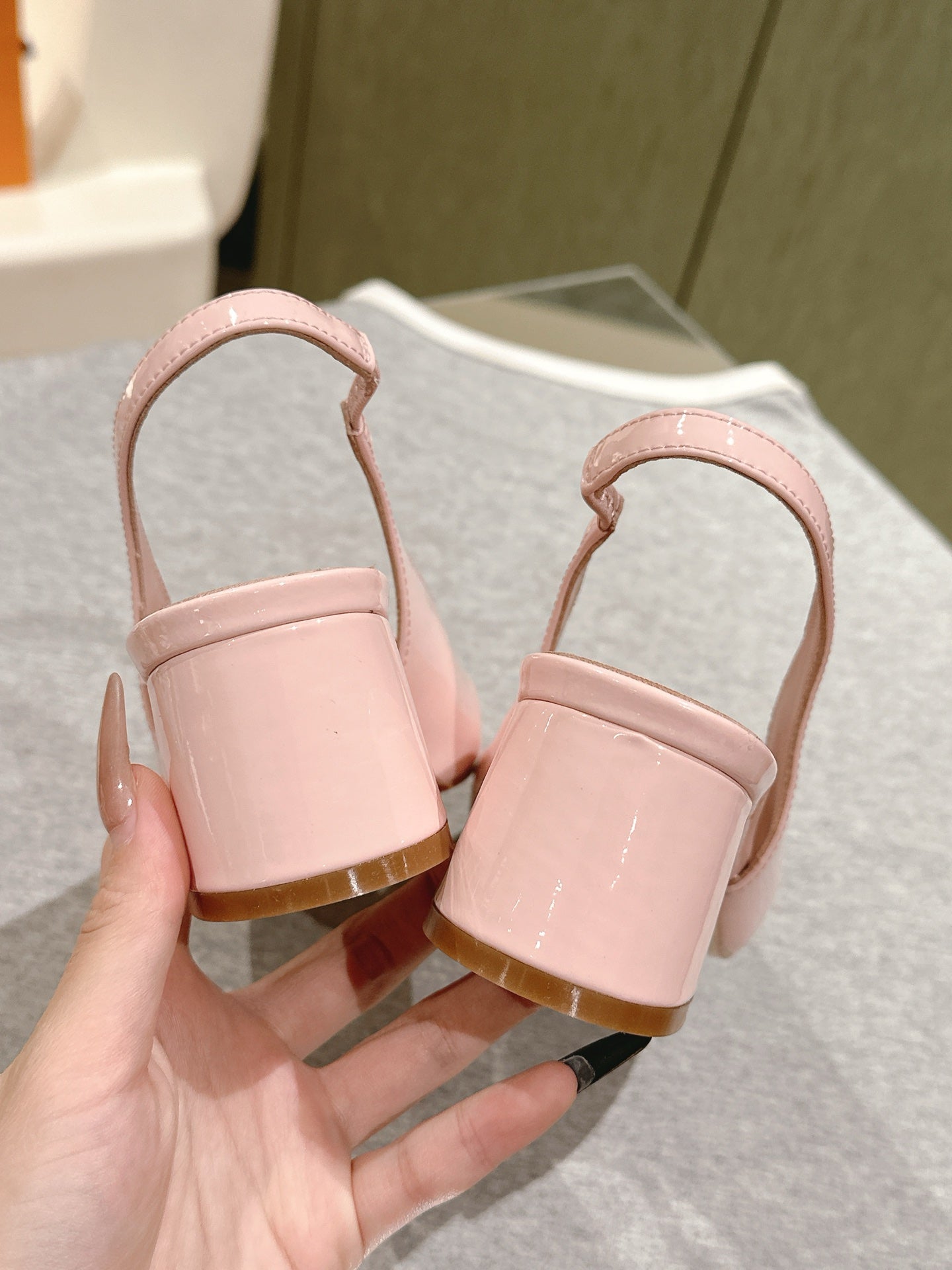 SWING SLINGBACK PUMP 55 MM IN PEACH PINK CALFSKIN