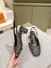 SWING SLINGBACK PUMP 55 MM IN BLACK MONOGRAM CALFSKIN
