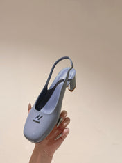 SWING SLINGBACK PUMP 55 MM IN ICE BLUE PATENT CALFSKIN