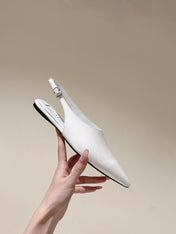 ALAIA SLINGBACK 25S IN WHITE PATENT LEATHER