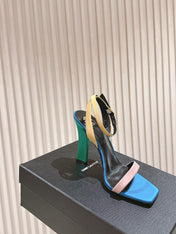 YSL 25S HIGH-HEEL SANDALS 100 MM IN MULTICOLOR SATIN STYLE 2