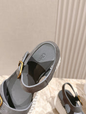 CHLOÉ 26S HIGH-HEELED SANDALS IN GREY LAMBSKIN AND SUEDE