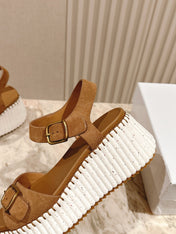 CHLOÉ 26S HIGH-HEELED SANDALS IN BROWN LAMBSKIN AND SUEDE