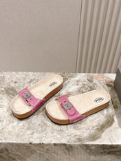 BALENCIAGA 25S SCHOLL SLIDES IN PINK PU LEATHER WITH SILVER HARDWARE