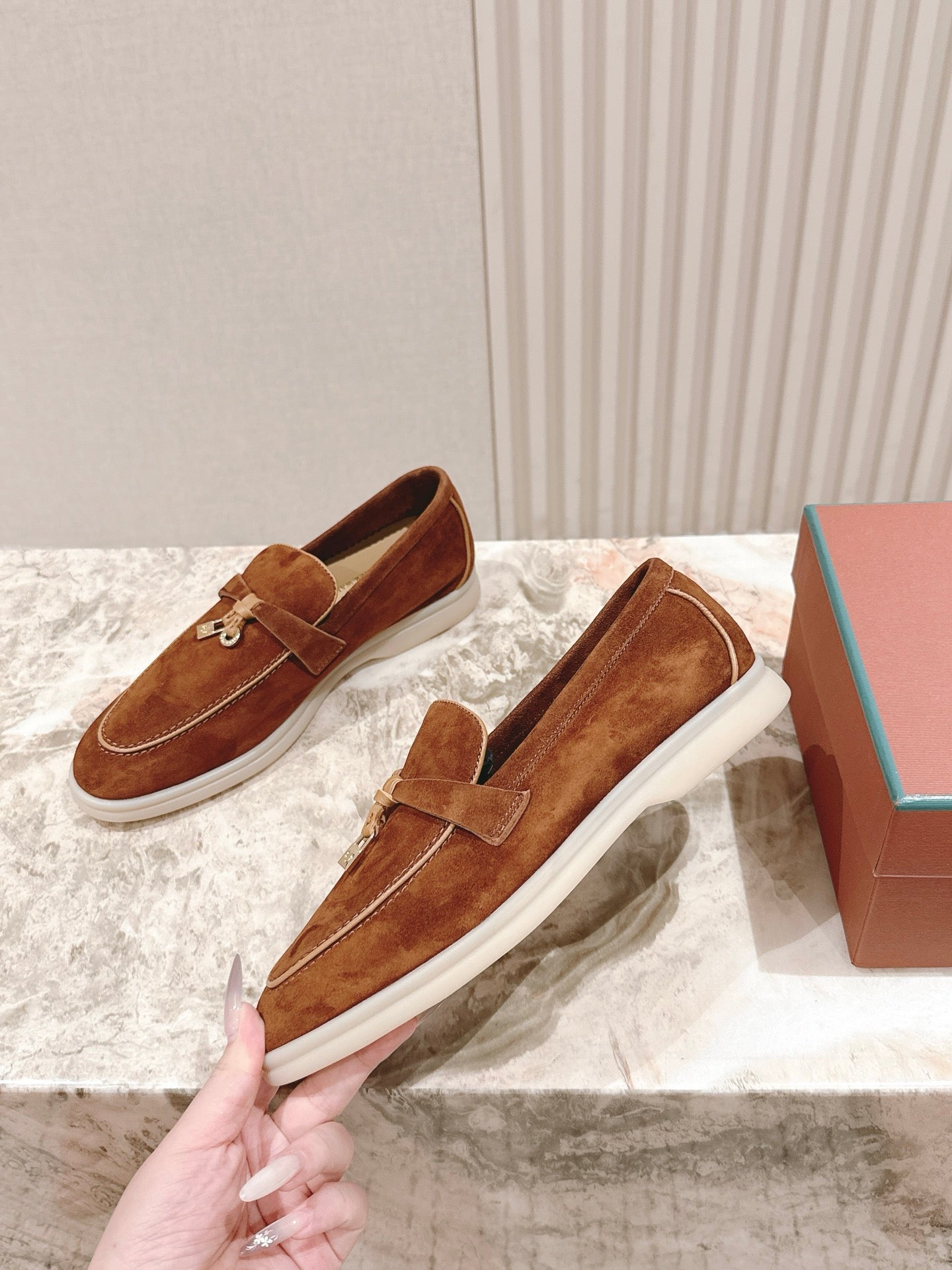 LP LOAFERS 25S IN BROWN SUEDE WITH SILVER HARDWARE