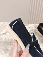 LP LOAFERS 25S IN CHARCOAL BLACK SUEDE WITH SILVER HARDWARE