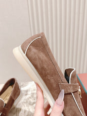 LP LOAFERS 25S IN LIGHT BROWN SUEDE WITH SILVER HARDWARE
