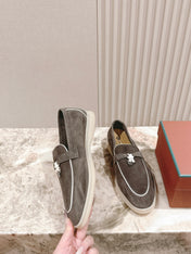 LP LOAFERS 25S IN ASH BROWN SUEDE WITH SILVER HARDWARE