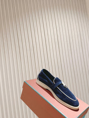 LP LOAFERS 25S IN MIDNIGHT BLUE SUEDE WITH SILVER HARDWARE