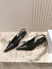 BALENCIAGA 25S HIGH SLINGBACK IN BLACK CALFSKIN WITH SMALL BOW