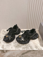 BALENCIAGA 25S 3XL SNEAKERS CHAIN-PADLOCK IN BLACK MESH FABRIC AND PU