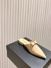 CC FLAT MULES 25S IN BEIGE PATENT LEATHER