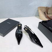 YSL 26S SLINGBACK HEELS 65 MM IN BLACK CALFSKIN
