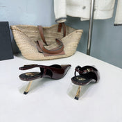 YSL 26S SLINGBACK HEELS 65 MM IN DARK RED CALFSKIN