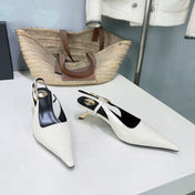 YSL 26S SLINGBACK HEELS 65 MM IN WHITE CALFSKIN