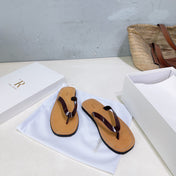 THE ROW 26S THONG SANDALS IN BROWN CALFSKIN DARK BROWN STRAP