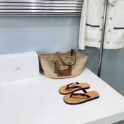 THE ROW 26S THONG SANDALS IN BROWN CALFSKIN DARK BROWN STRAP