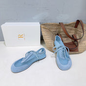 THE ROW 26S LACE UP SNEAKERS IN LIGHT BLUE SUEDE AND MESH