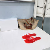 THE ROW 26S SQUARE TOE THONG SANDALS IN TRANSLUCENT RED PVC WITH SILVER FOOTBED