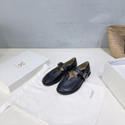 THE ROW 26S MARY JANE FLATS IN BLACK CALFSKIN SILVER HARDWARE