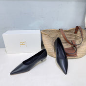 THE ROW 26S POINTED TOE PUMPS 35MM IN BLACK CALFSKIN