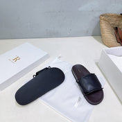 THE ROW 26S STRAP SLIDES IN BLACK CALFSKIN