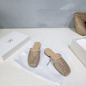 THE ROW 26S MULE FLATS IN BEIGE MESH FABRIC