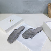 THE ROW 26S MULE FLATS IN GREY MESH FABRIC