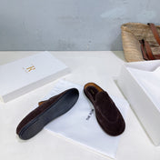 THE ROW 26S LOAFER MULES IN DARK BROWN SUEDE