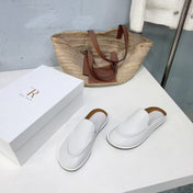THE ROW 26S LOAFER MULES IN WHITE SMOOTH CALFSKIN