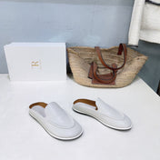 THE ROW 26S LOAFER MULES IN WHITE SMOOTH CALFSKIN