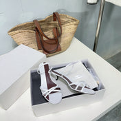 THE ROW 26S STRAPPY KITTEN HEEL SANDALS 30MM IN WHITE CALFSKIN